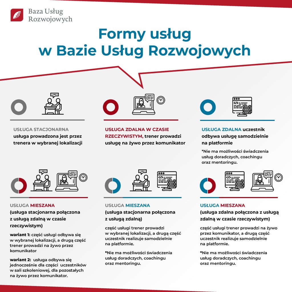 Formy świadczenia usług Baza Usług Rozwojowych (BUR) | Big Red - Kursy, Szkolenia, Doradztwo formy usług w bazie usług rozwojowych