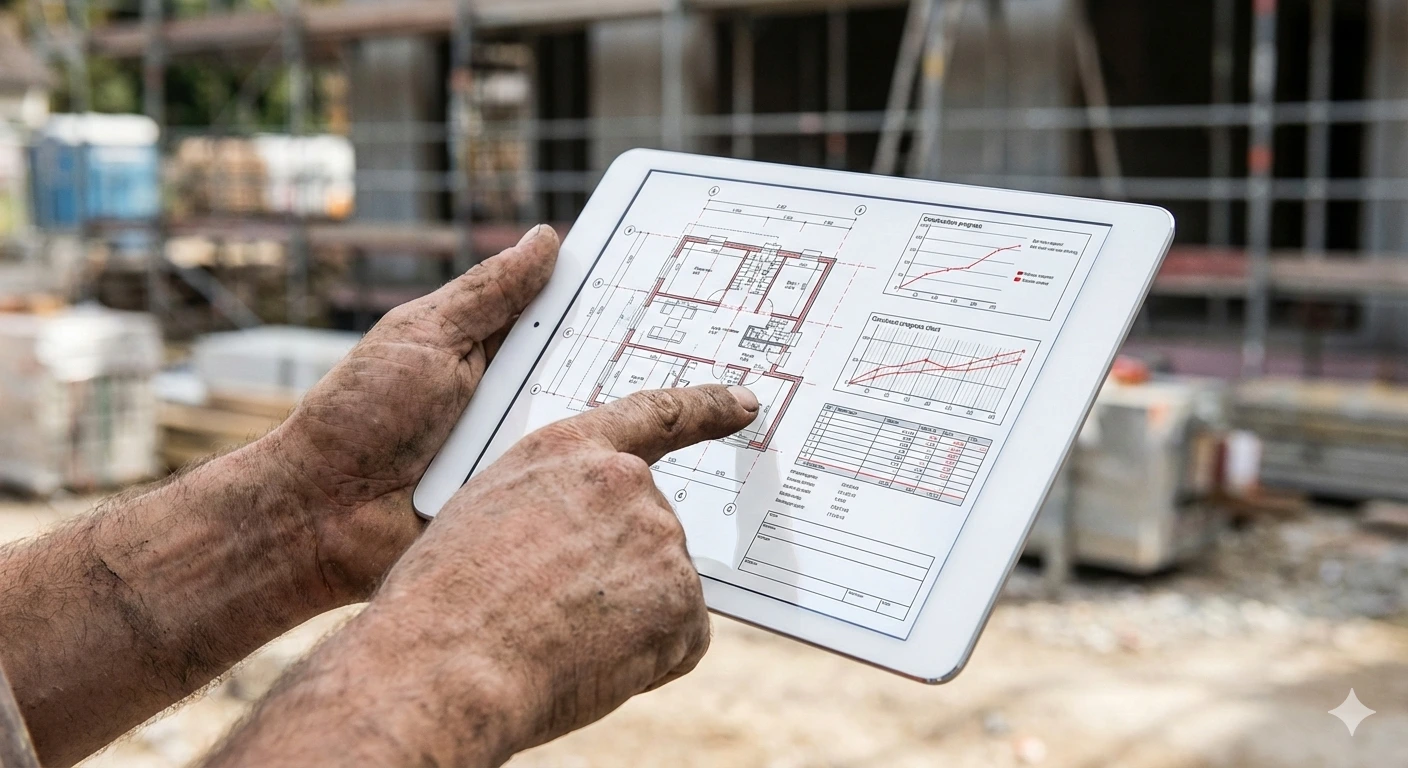 Tablet w brudnych rękach