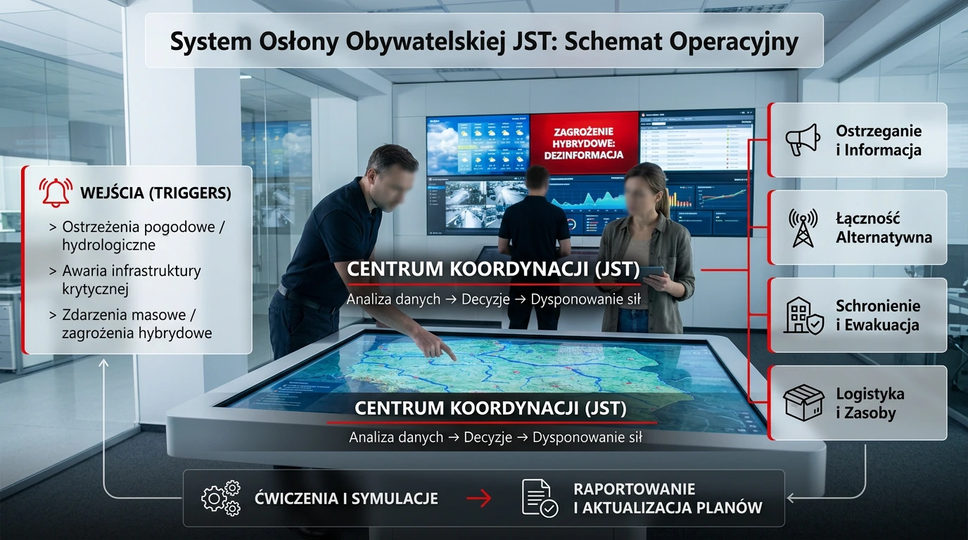 Symulacyjna gra decyzyjna sztabu kryzysowego – cykl działania podczas szkolenia Big Red dla JST